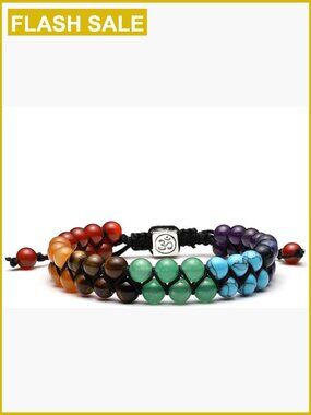 7 Chakra Healing Crystals Bracelet - Rope Braided Gemstone for Yoga Meditation